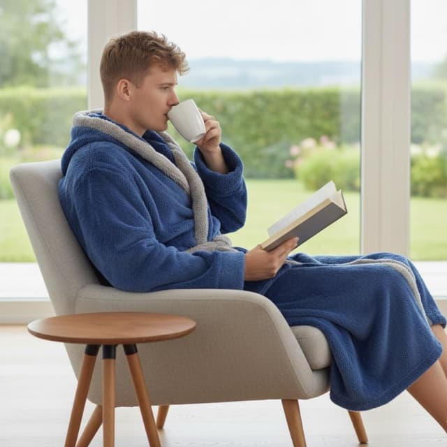 Detalle 1 de LEBENGOOD Robe de chambre homme 100% microfibre