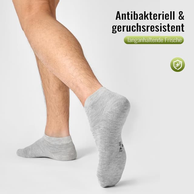 Detalle de SukModen lot de 12 paires de chaussettes sneaker en bambou (anti-odeur, respirantes) unisexe