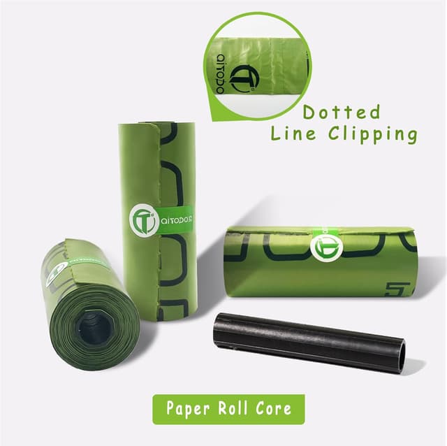 Detalle de AiTodos® 600 Stück Hundekotbeutel (31 x 22 cm), grün – 40 Rollen à 15 Beutel