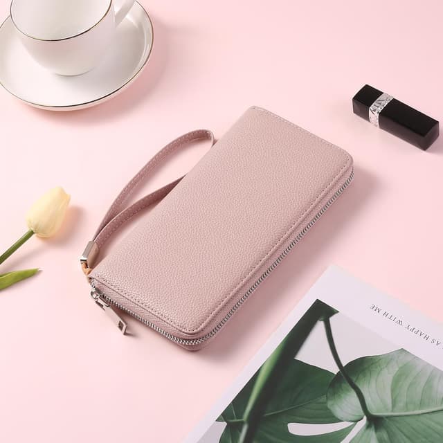 Detalle de GAEKEAO Damen-Geldbörse mit RFID-Blockierung, Reißverschluss und großer Kapazität