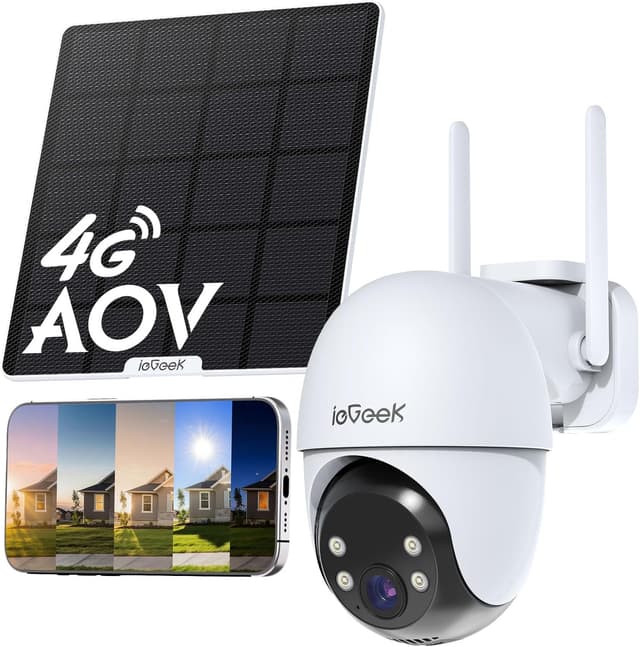 Detalle de ieGeek Telecamera esterna 4G LTE 24/7 con SIM, 2K e memoria 512GB