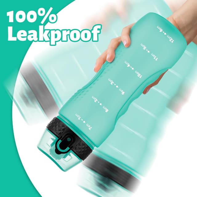 Detalle de OLDLEY 750ml/25oz Water Bottle with Straw (BPA-Free Tritan) – Leakproof Sports Bottle with Time Markings