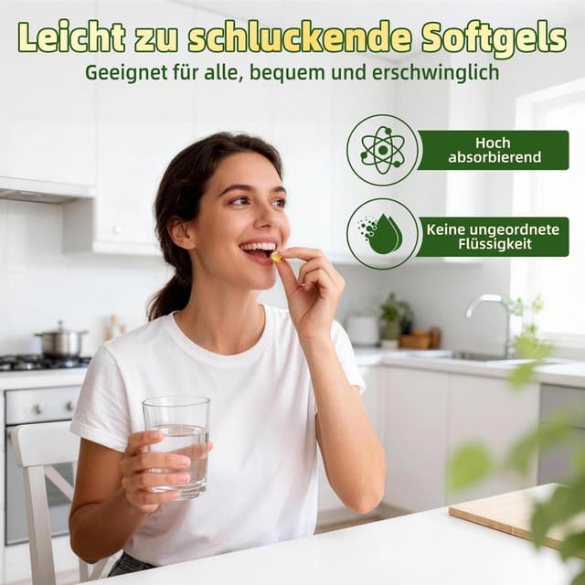 Detalle de Oregano Öl Kapseln 6000 mg (2-in-1 Oregano & Schwarzkümmelöl) – 180 Softgels, vegan, gluten- & laktosefrei