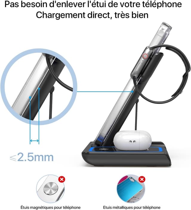 Detalle de Station de charge 3 en 1 EXW 18W