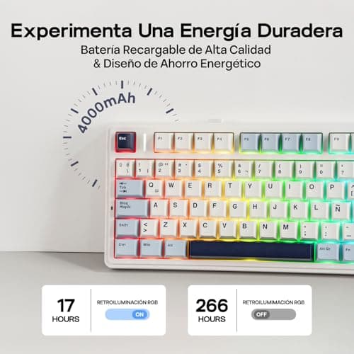 Detalle de EPOMAKER Aula F75 ISO-ES (75%) teclado mecánico inalámbrico 3 modos con perilla, RGB y hot-swap