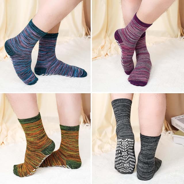 Detalle de PUTUO ABS Rutschfeste Socken für Herren (4 Paar) mit Noppen – Stopper-/Stoppersocken aus Baumwolle