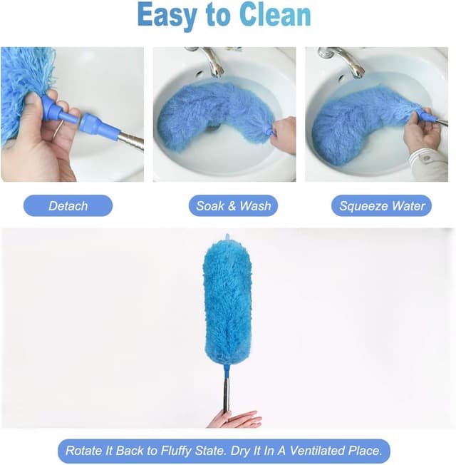 Detalle 2 de Vicloon Spolverino estensibile in microfibra fino a 245 cm con 1 manico, 1 piumini, spazzola e ganci autoadesivi