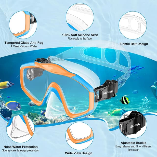 Detalle de HiiPeak Kids snorkel set for dry breathing