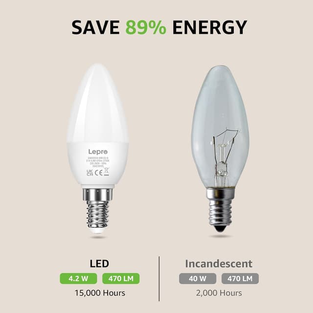 Thumbnail 4 de Lepro E14 LED Warmweiß 470 lm 6er-Pack