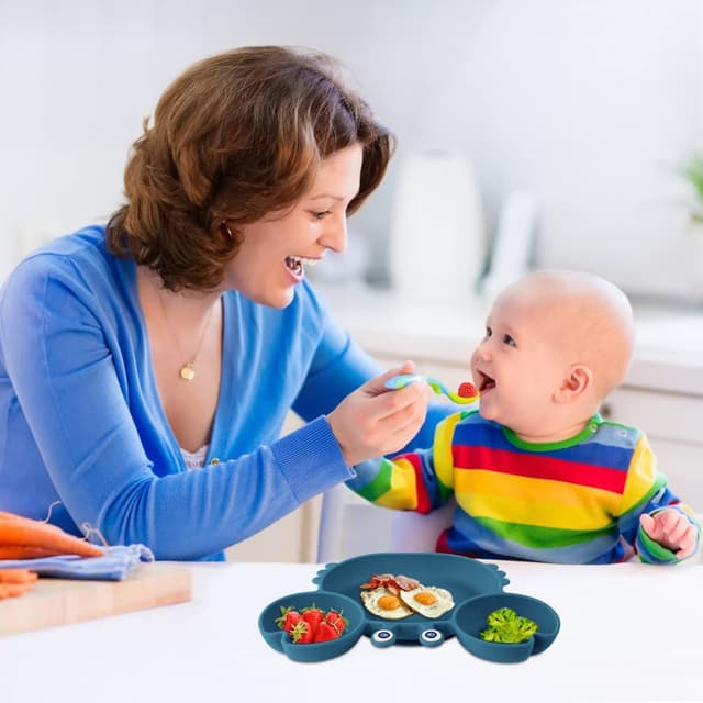 Thumbnail 6 de Vicloon Baby Teller aus Silikon (mit Saugnäpfen, 3 Fächer), BPA-frei – rutschfestes Kindergeschirr