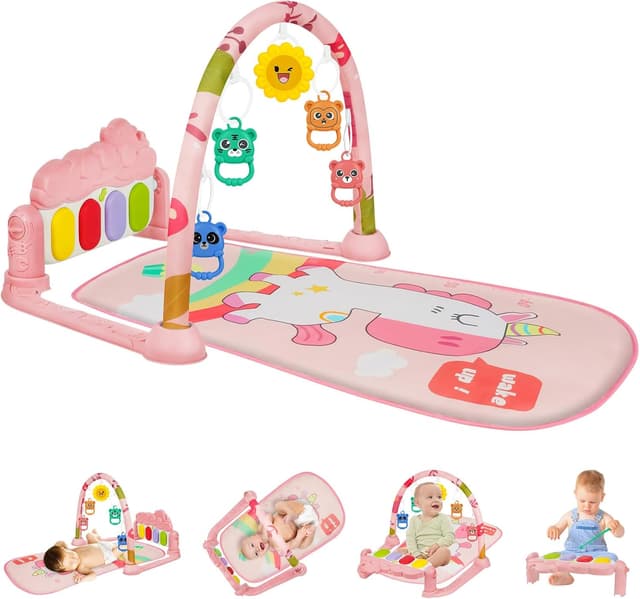 Detalle de AOMIG Baby Play Mat Baby Piano Gym with Music and Lights (detachable activity toys)
