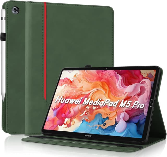Detalle de AsWant Hülle für Huawei MediaPad M5 / M5 Pro (10,8 Zoll) – ultradünnes PU Leder mit Stand und TPU-Innenschutz, grün