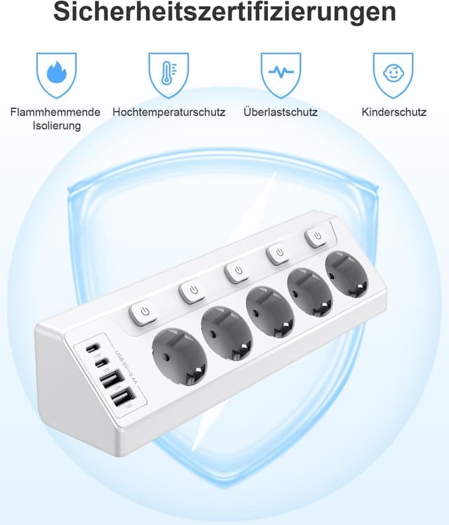 Thumbnail 2 de vipwell Mehrfachsteckdose 5 Fach 2 m 🔌