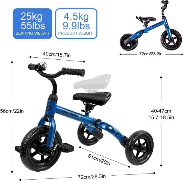Thumbnail 6 de YGJT 3-in-1 Tricycle for Toddlers (Age 2–5) — Folding Training Trike With Adjustable Seat