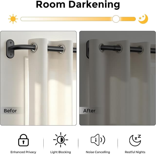 Detalle de Wolistsa Adjustable Wrap Around Blackout Curtain Rod (66 to 120 Inch) in Black