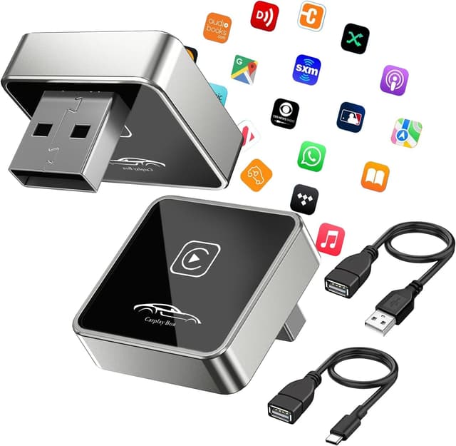 Detalle de JUSTSTONE Mini adaptateur CarPlay sans fil — clé CarPlay 2026, Plug & Play USB-C/USB-A pour iPhone