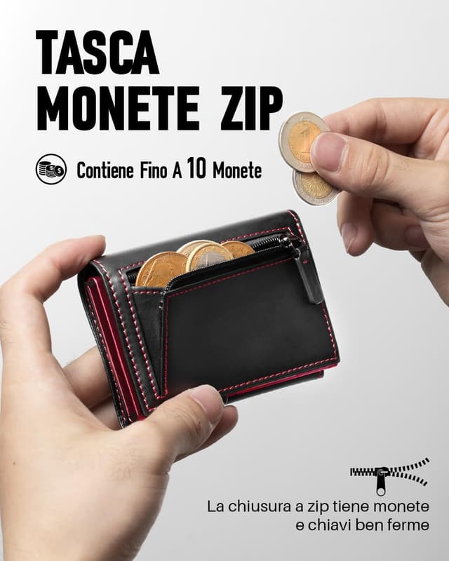 Detalle de MYSHION Portafoglio RFID trifold 10,3 x 7 x 1,5