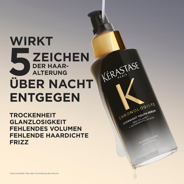 Detalle de Kérastase Chronologiste Overnight Youth Serum Nachtpflege für reifes Haar (Anti-Aging), Pro-Xylane & Ochrophyta-Algen, 30 ml