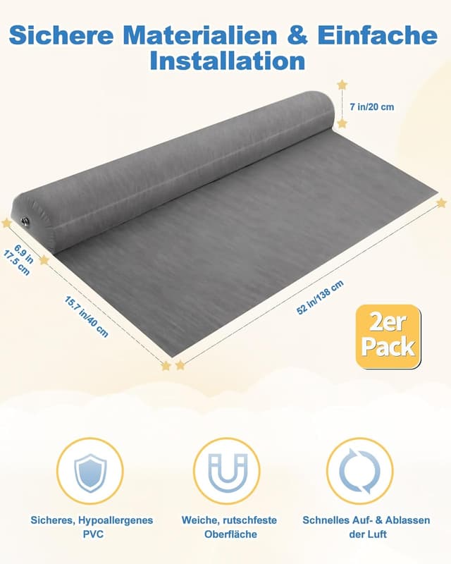 Detalle de Oiomniv aufblasbares Bettschutzgitter (2er-Set) – tragbarer Rausfallschutz für Kleinkinder