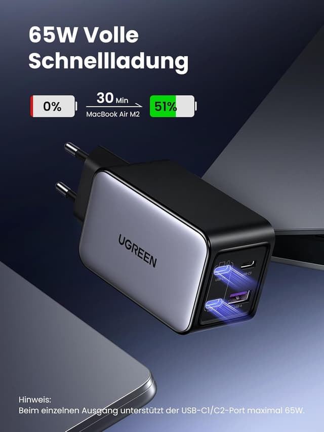 Detalle 1 de UGREEN Nexode 65W GaN Ladegerät 4-Port