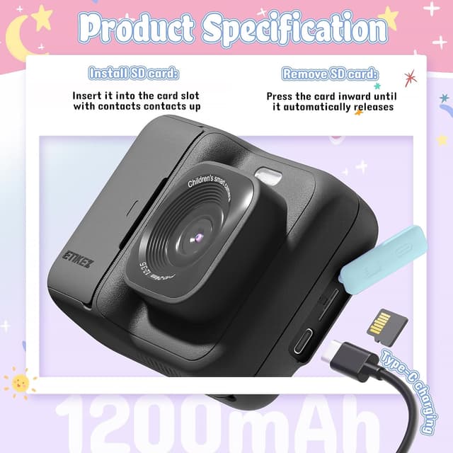 Thumbnail 4 de ETIKEZ Kids Camera 1080P with 32GB card