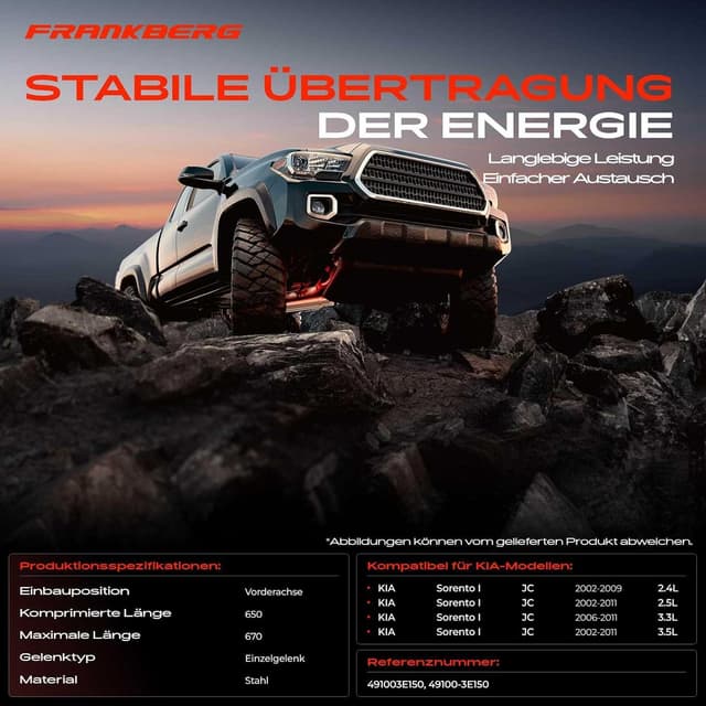 Detalle de Vorne Kardanwelle/Gelenkwelle für Kia Sorento I JC (2.4/2.5/3.3/3.5) 2002–heute, Vergleichs-Nr. 49100-3E150