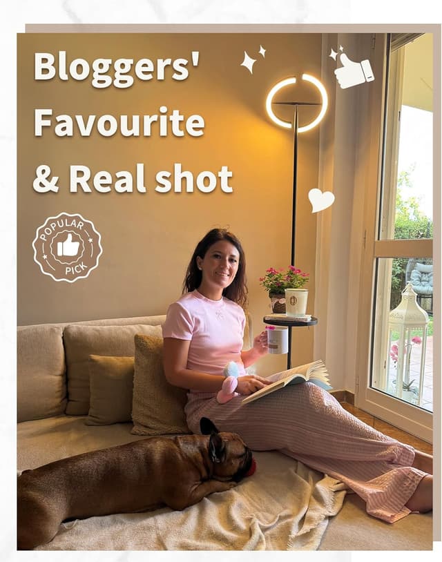 Detalle de LuminexDesigns Floor Lamp with Shelf, 36W Dimmable LED (Remote, 360° Head) — Modern Black Corner Uplighter