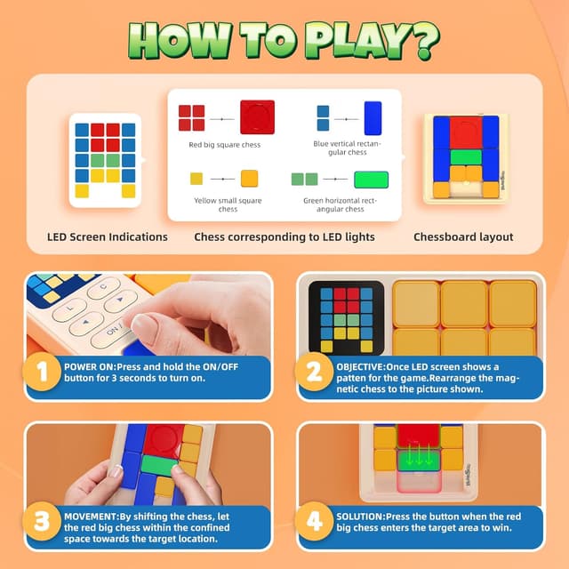 Detalle de HOMESTEC Super Slide Logisches Puzzlespiel – elektronisches Handheld mit 520 Levels und 3 Spielmodi