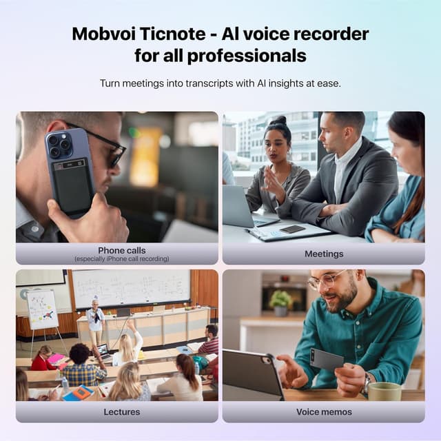 Detalle de Mobvoi TicNote AI Voice Recorder (64GB) with Shadow AI, phone calls & meeting transcription