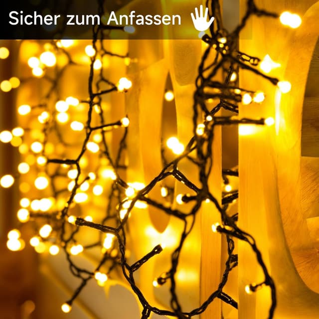 Detalle 2 de Electight Solar Lichterkette Außen (IP65) mit 8 Modi, 10 m, 100 LEDs – warmes gelbes Licht