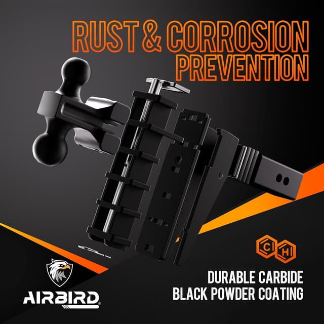 Thumbnail 6 de Airbird Adjustable Trailer Hitch for 2-Inch Receivers (6-Inch Drop, 25,000 lbs GTW) with 2 and 2-5/16-Inch Balls, Black