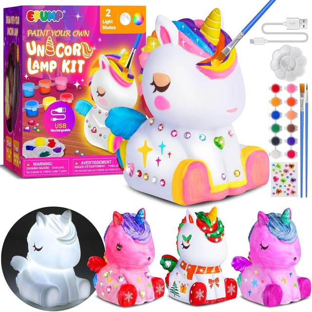 Detalle de EPUMP DIY-Einhornlampe zum Bemalen mit 2 Lichtmodi (wiederaufladbar, 1.200-mAh-Akku)
