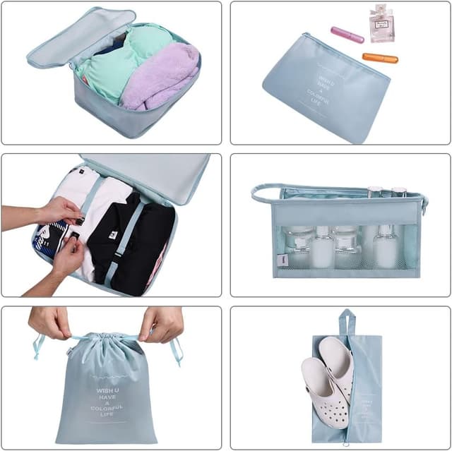 Detalle de OSDUE Organizer Valigia 9 pezzi per sistema a cubi, separatori e sacche viaggio (set blu)