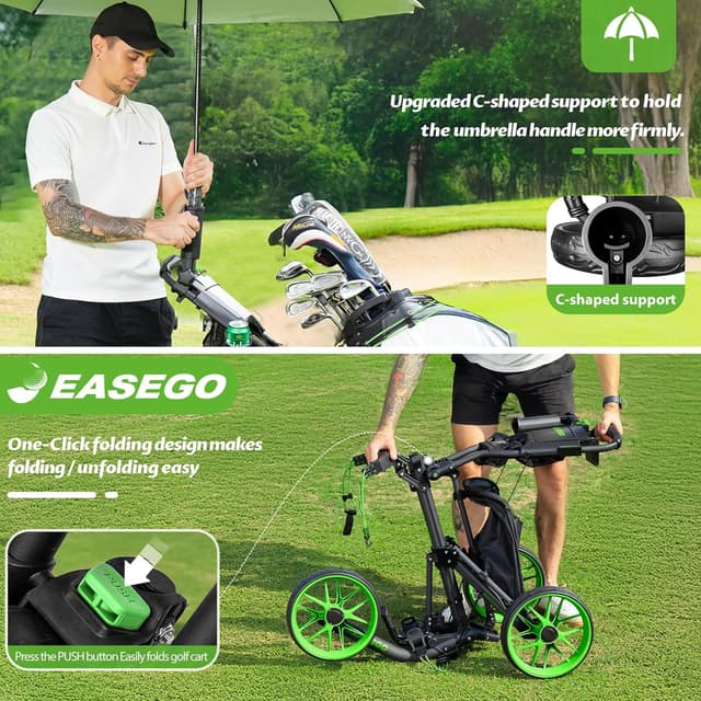 Thumbnail 6 de EASEGO Golf Push Cart 3-Wheel foldable golf caddy ⛳
