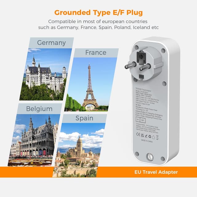Thumbnail 2 de TESSAN UK to European Travel Plug Adapter