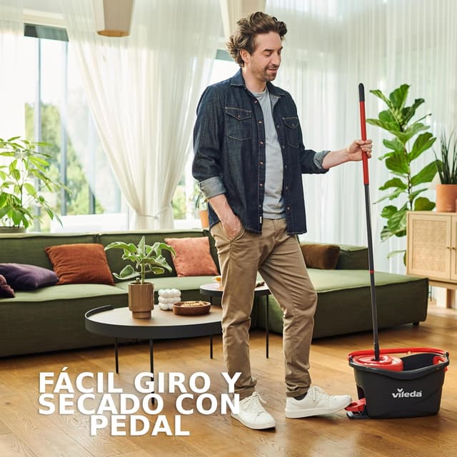 Thumbnail 2 de Vileda Turbo: Fregona giratoria con cubo y mango telescópico 🧹