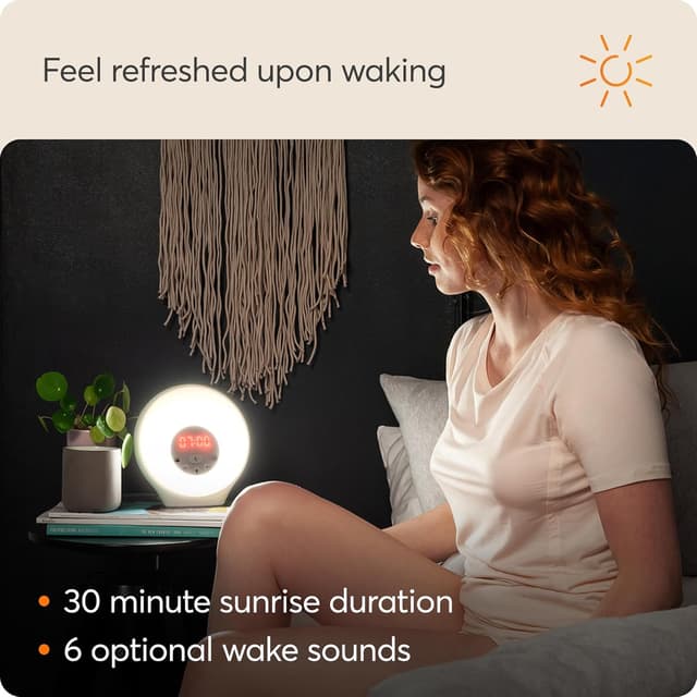 Detalle 2 de Lumie Sunrise Alarm sunrise wake-up alarm with sunset sleep feature, sounds & mood lighting (White)