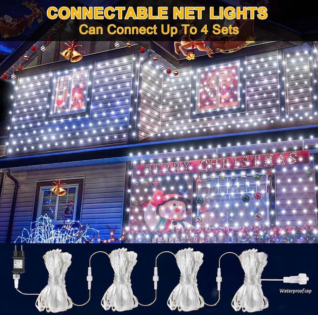 Detalle de Joycome Rete luminosa da esterno Natale 3x2 m con 200 LED, spina e timer, IP65