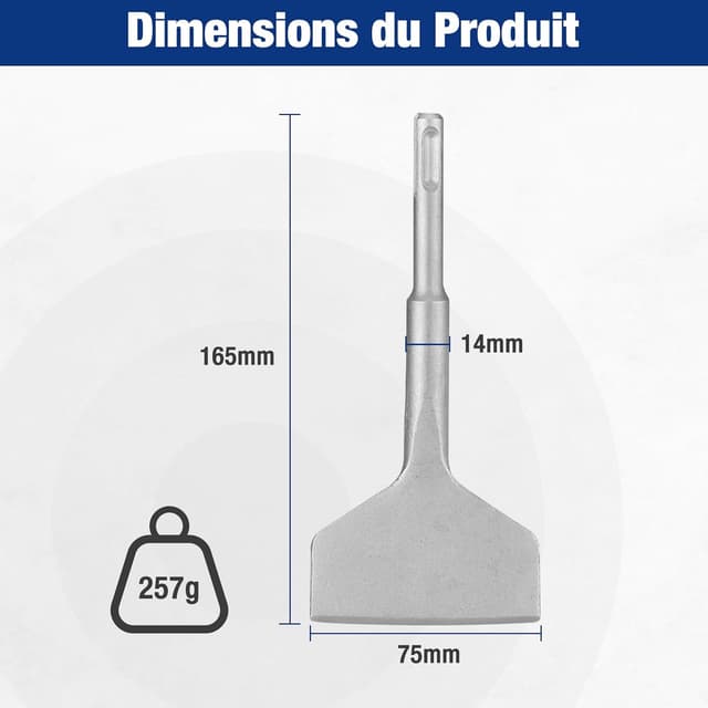 Thumbnail 2 de WORKPRO Burin SDS Plus 165×75 mm pour carrelage