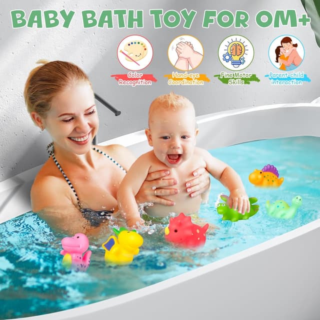 Detalle de Jovicos No Hole No Mould Baby Bath Toys (6pcs) Dinosaur Set for Toddlers