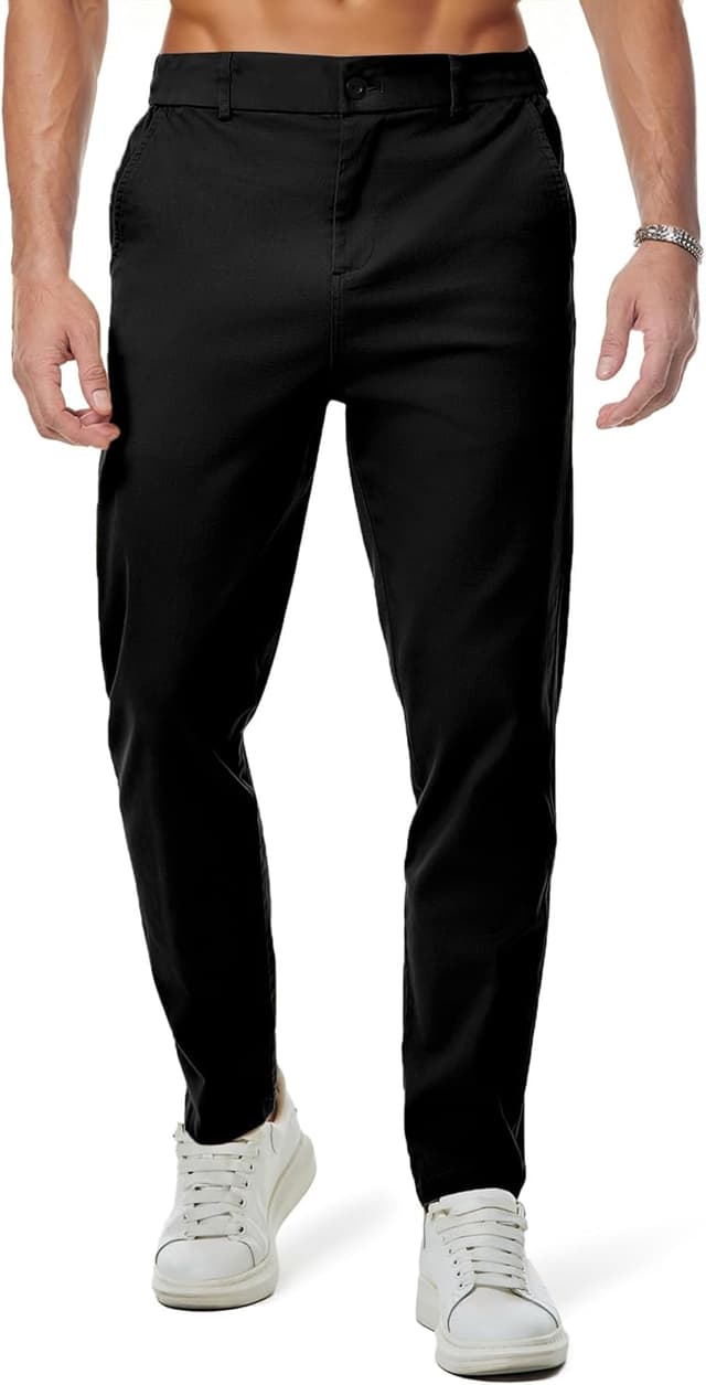 Detalle de JMIERR Herren Baumwoll-Chino Stretch Cargohose mit elastischem Bund und Taschen