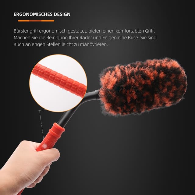 Detalle 2 de SPTA Premium Felgenbürste 3er Set für Felgenreinigung