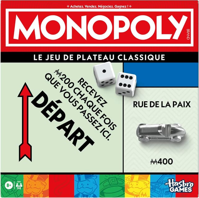 Detalle de Monopoly — Jeu de plateau avec boîte de rangement et pions grand format (version française)