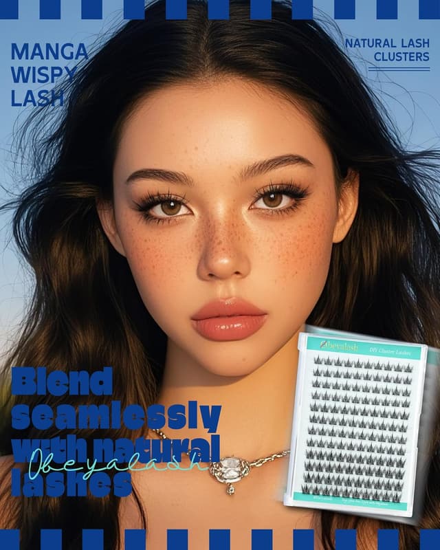 Detalle de Manga Lashes Wimpern-Extensions als Cluster (120 Stk.) – Spiky Anime Individual Eyelashes mit dünnem Band, 10–12 mm, Mix C-Curl (DIY)