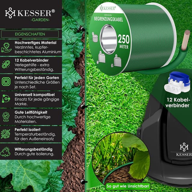 Thumbnail 1 de KESSER® Cable de limitación para robot cortacésped 250m verde 🔗
