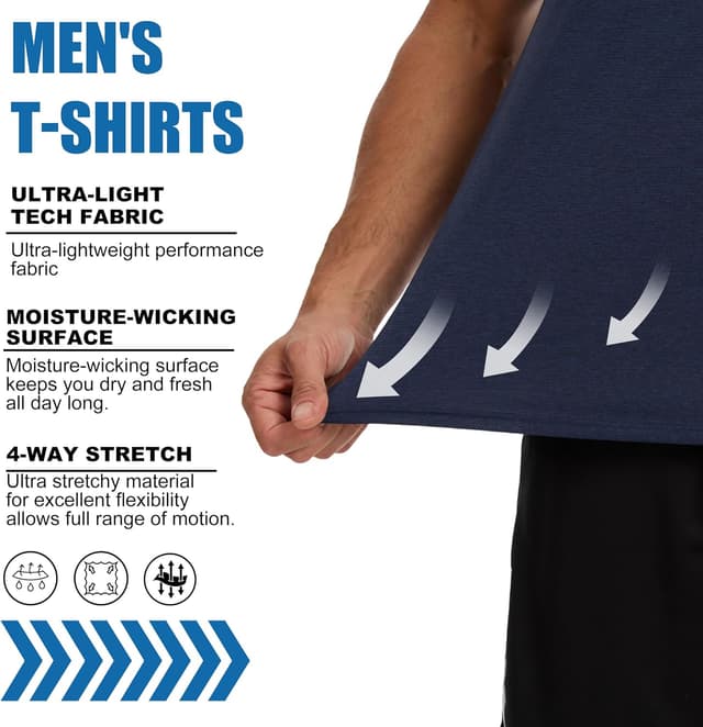 Detalle de Lot de t-shirts de sport homme à manches courtes respirant et séchage rapide