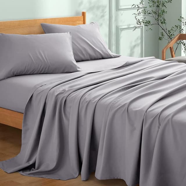 Detalle de My Home Store King Size Flat Sheet (100% Egyptian Cotton, 300TC) – Grey, easy care, fade resistant
