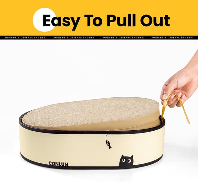 Thumbnail 6 de Conlun Kratzbrett Katze – Kratzbox mit 4 Katzen Kratzpappe-Einsätzen, doppelseitig, drehbar, für Kratzen & Ruhen