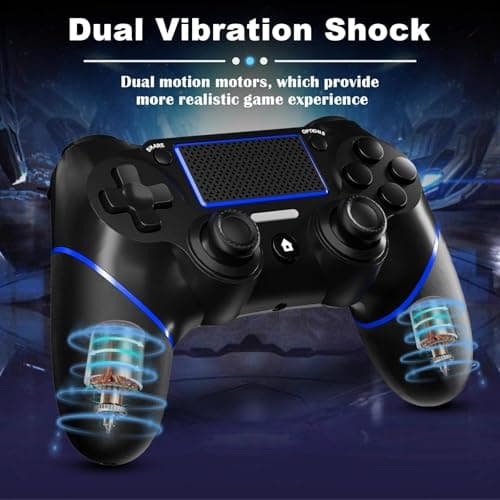 Detalle de CHEREEKI Mando inalámbrico para PS4 con Bluetooth, giroscopio 6 ejes, doble vibración y panel táctil