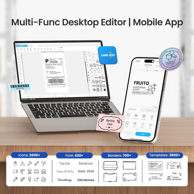Detalle 2 de ETIKEZ PL50E Bluetooth Thermal Shipping Label Printer (4x6) for iPhone, Android, Windows & Mac, White